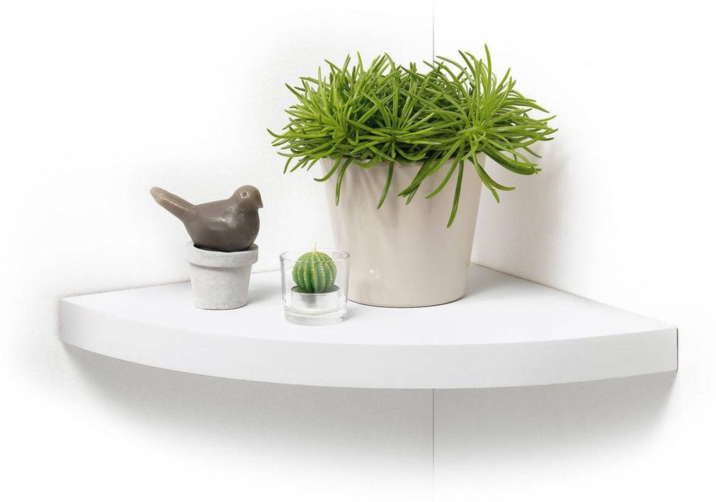 Eckregal aus MDF, weiß, 25 cm breit, 3,4 cm tief, 25 cm Produktbild 