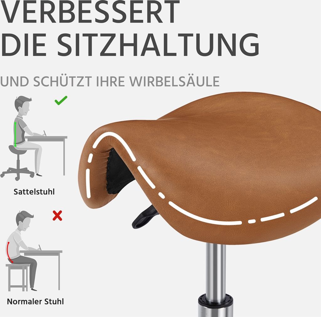 Yaheetech Sattelhocker Rollhocker Arbeitshocker Drehhocker Produktbild 8