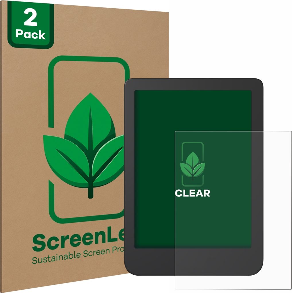 2x ScreenLeaf Schutzfolie für Tolino Shine 4 / 5 / 5 Color 2024 nachhaltiger Displayschutz Display Schutz Folie Klar Transparent