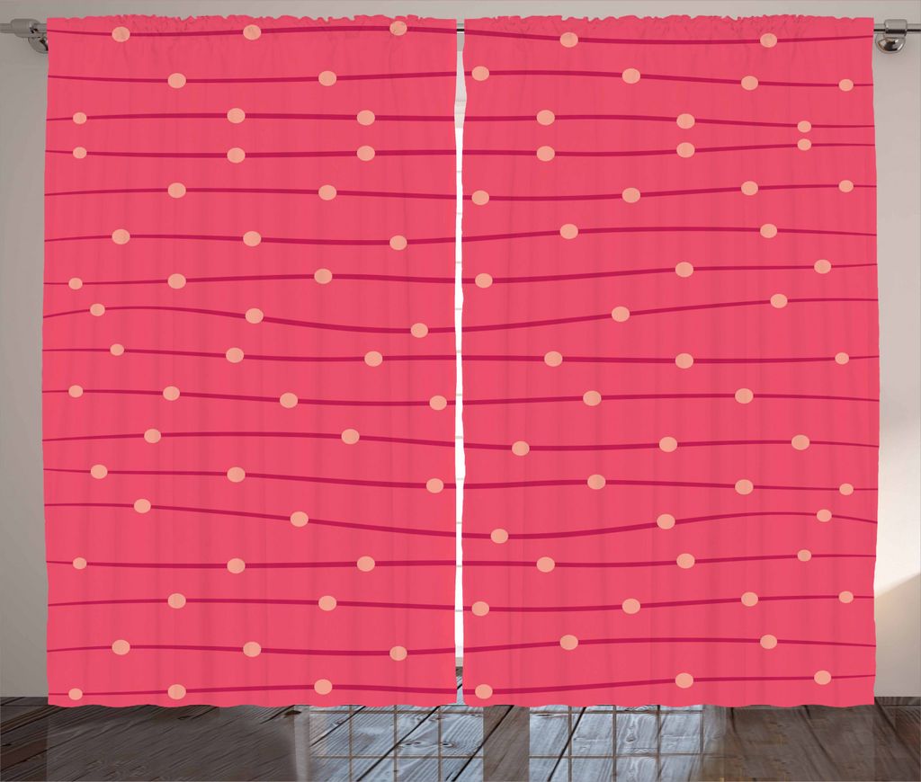 ABAKUHAUS Geometrisch Rustikaler Vorhang, Parallel Pinkish Waves, Wohnzimmer Universalband Gardinen mit Schlaufen und Haken, 280 x 225 cm, Dunkler ...