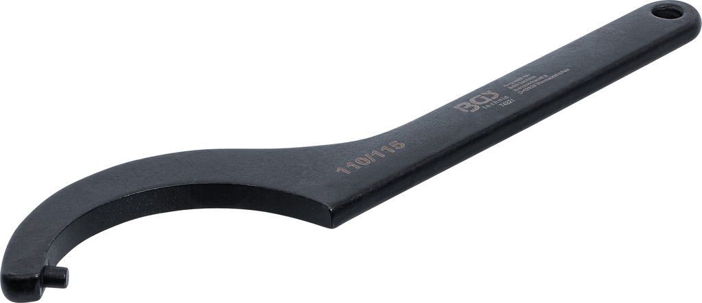 BGS 74221 Hakenschlüssel mit Zapfen, 110 - 115 mm