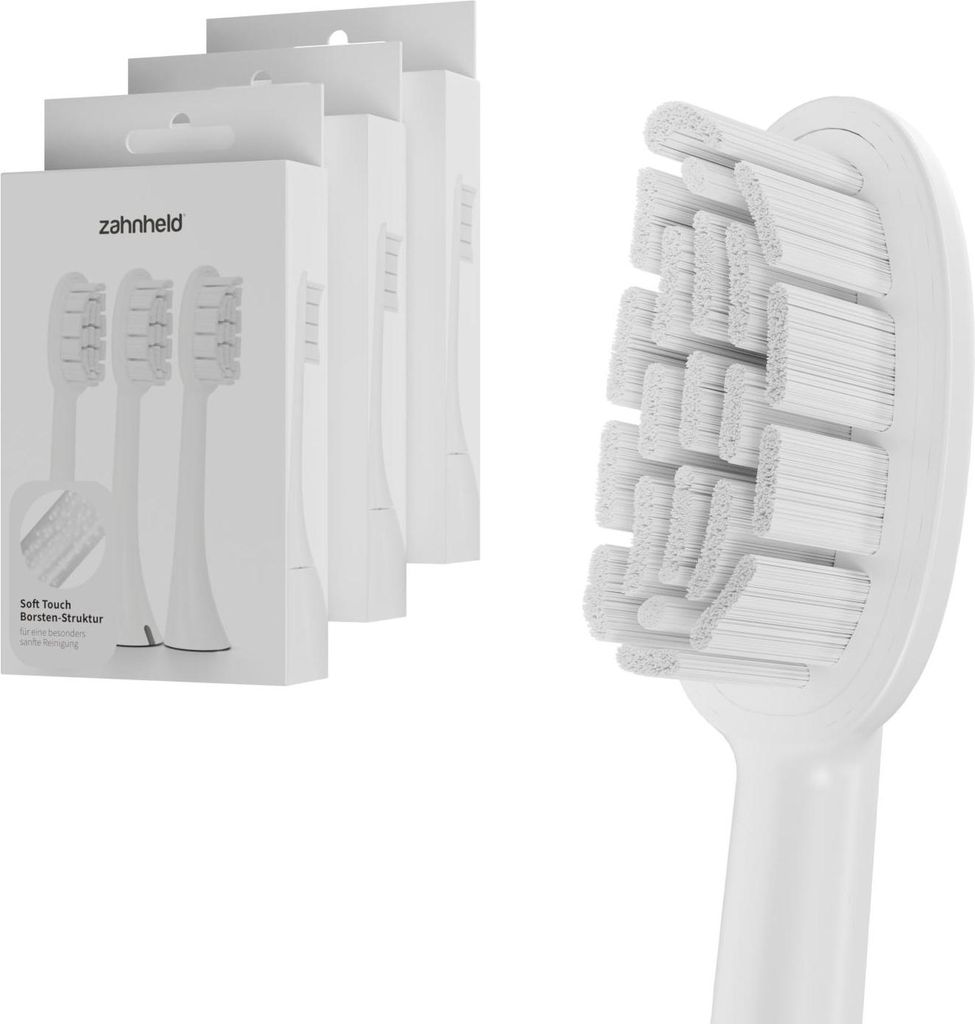 Zahnheld Bürstenkopf Ersatzbürsten Basic Soft - ideal für Gero Schallzahnbürsze, 9 Stück, Weiß, weiche Wechselköpfe, sensible Zähne und Zah...