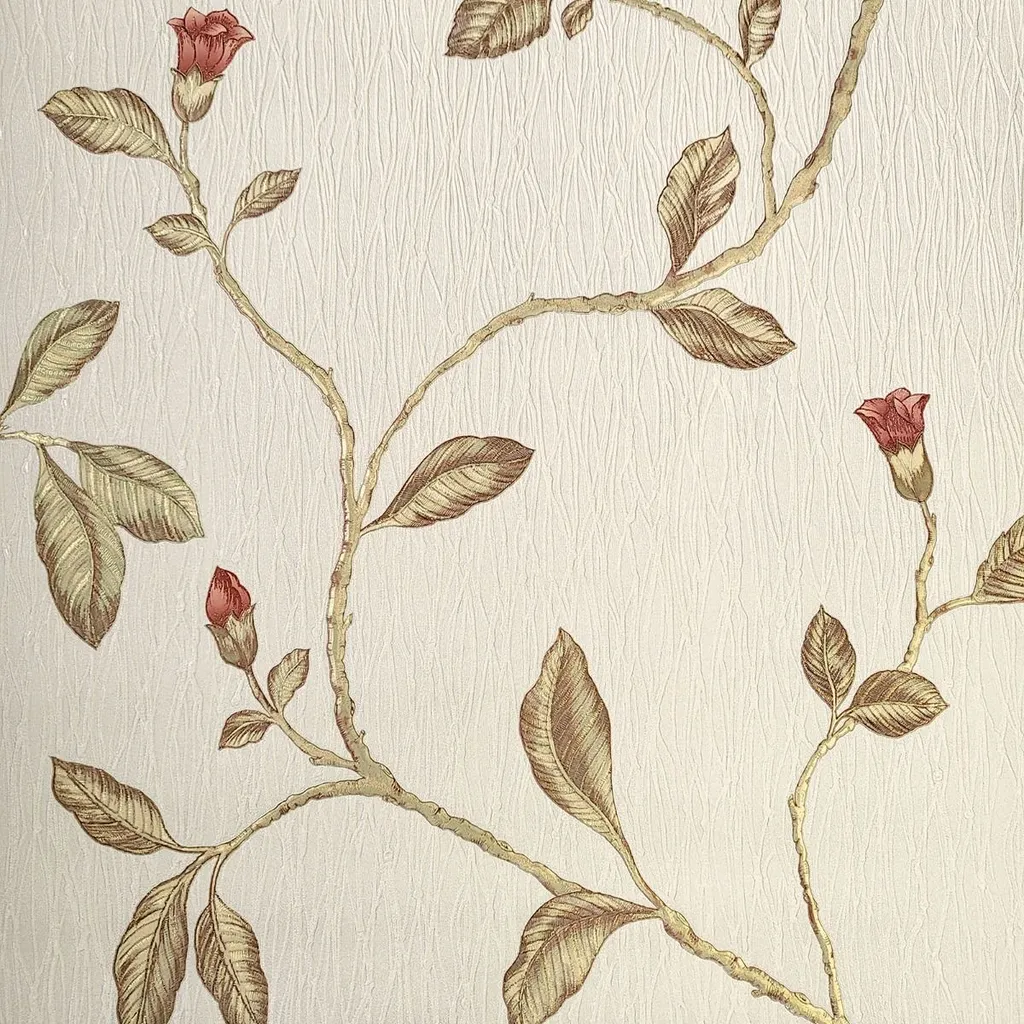 Papier peint floral rouge Lia AG3456 Holden Décor pour salon et chambre