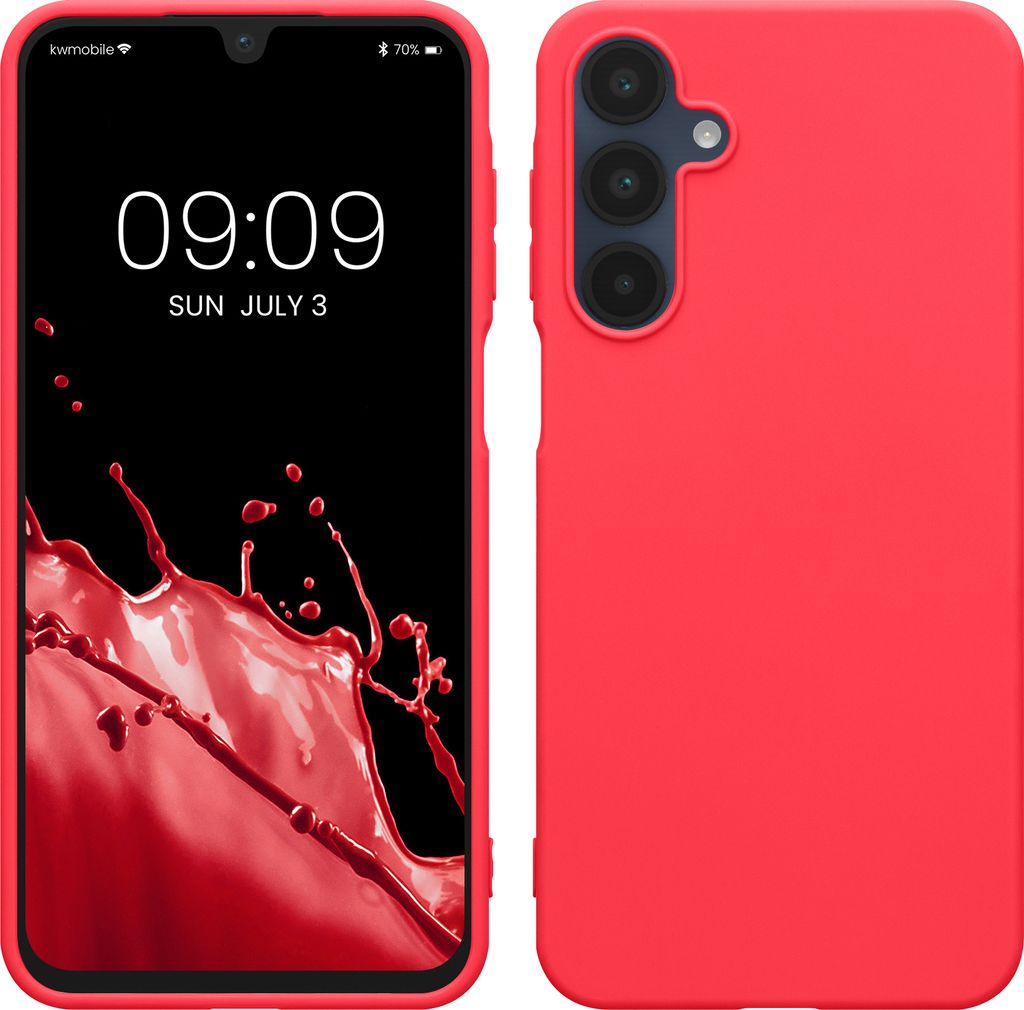 kwmobile Hülle kompatibel mit Samsung Galaxy A16 5G Hülle - weiches TPU Silikon Case - Cover geeignet für kabelloses Laden - Neon Pink