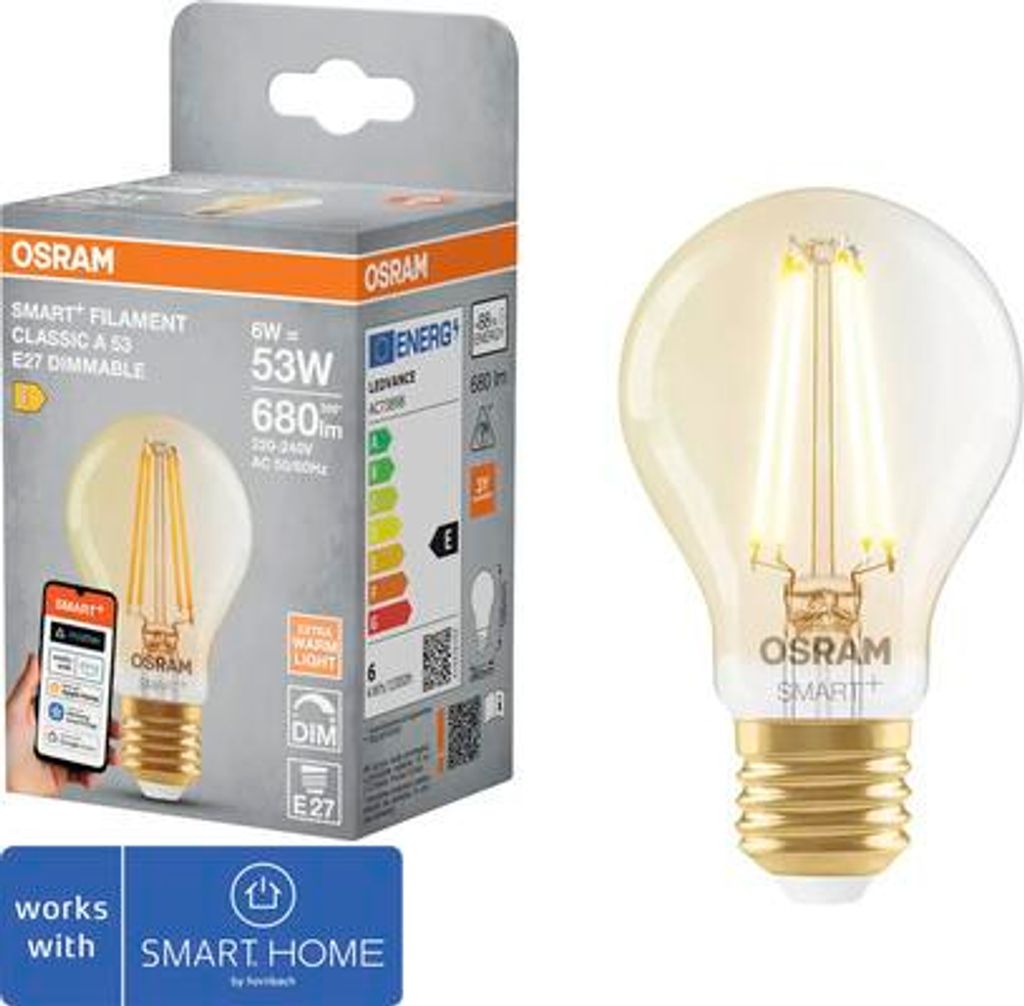 Osram Smart+ LED Lampe Filament dimmbar A60 E27/6W(53W) Produktbild 