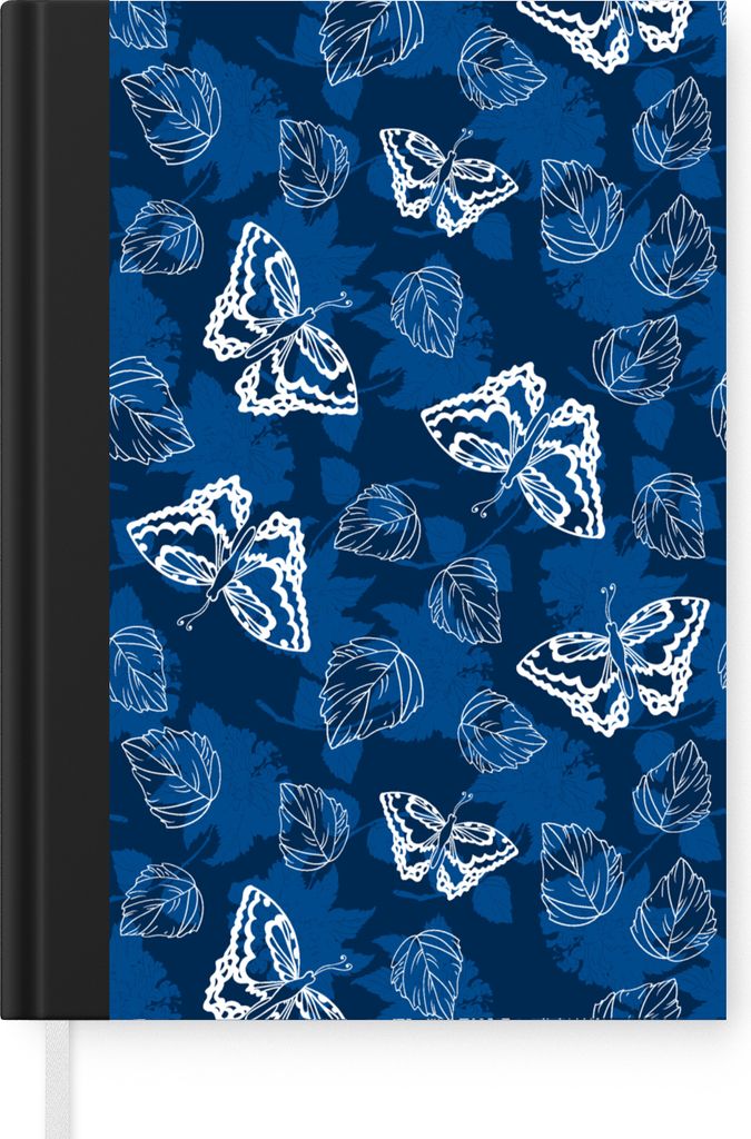 MuchoWow Notizbuch Tagebuch Haushaltsbuch Notebook A5 Schmetterling - Insekten - Blau - Weiß - Design - Notizblock - Notizheft - Notebook - Schr...
