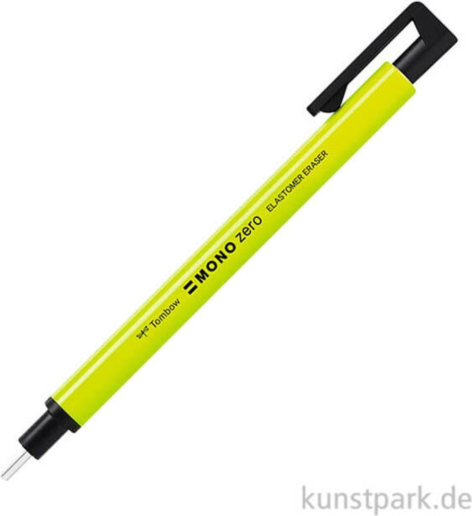 Tombow - Präzisionsradierer Mono Zero, nachfüllbar, Rundspitze 2,3 mm Durchmesser, neongelb