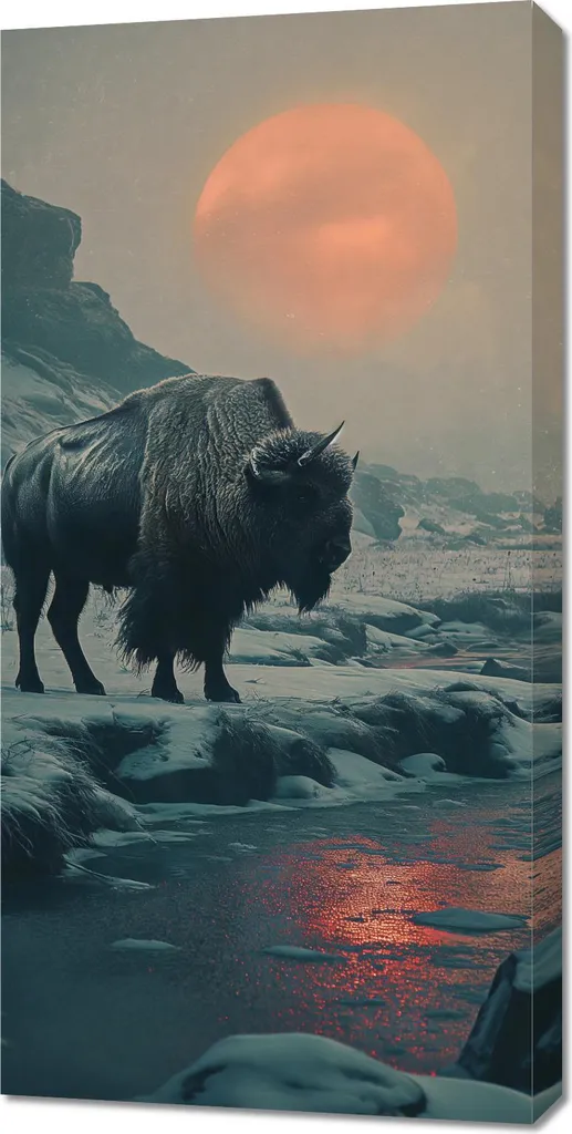 Arredo Parete Bisonte 50x100 cm - Quadro Moderno Monolitico di Design