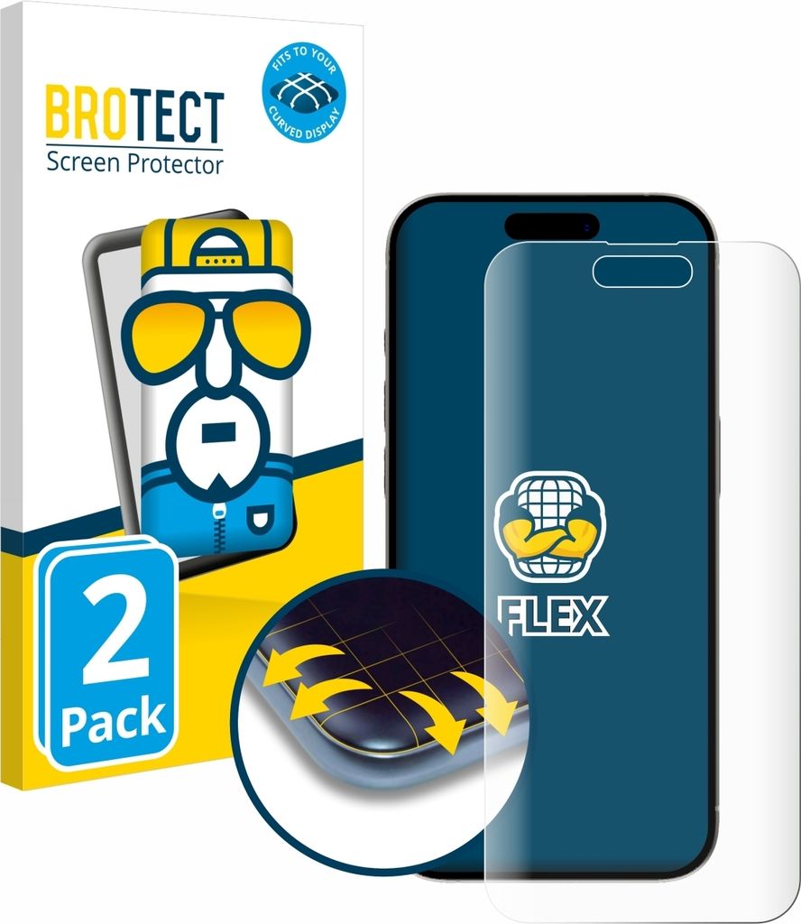 2x BROTECT Fullscreen Schutzfolie für Apple iPhone 15 Pro Displayschutz Folie Fullcover Klar Transparent