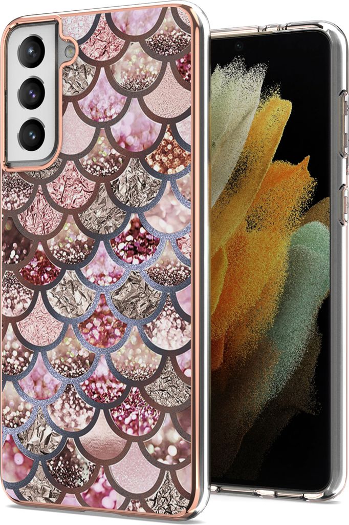 Samsung S21+ 5G Hülle, Muster Handyhülle Weich TPU Bumper Schutzhülle für Samsung Galaxy S21 Plus 5G Pink