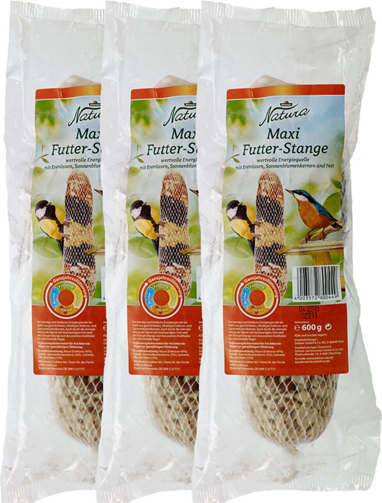 Dehner Natura Premium Wildvogelfutter, Wildvogelsnack, Maxi-Futterstange, Ganzjahresfutter energiereich, hochwertiges Vogelfutter für Wildvögel, ...