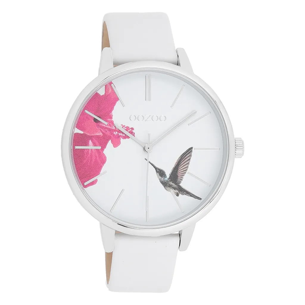 Oozoo UOC11066 Orologio al Quarzo Donna | Cinturino Pelle Bianca