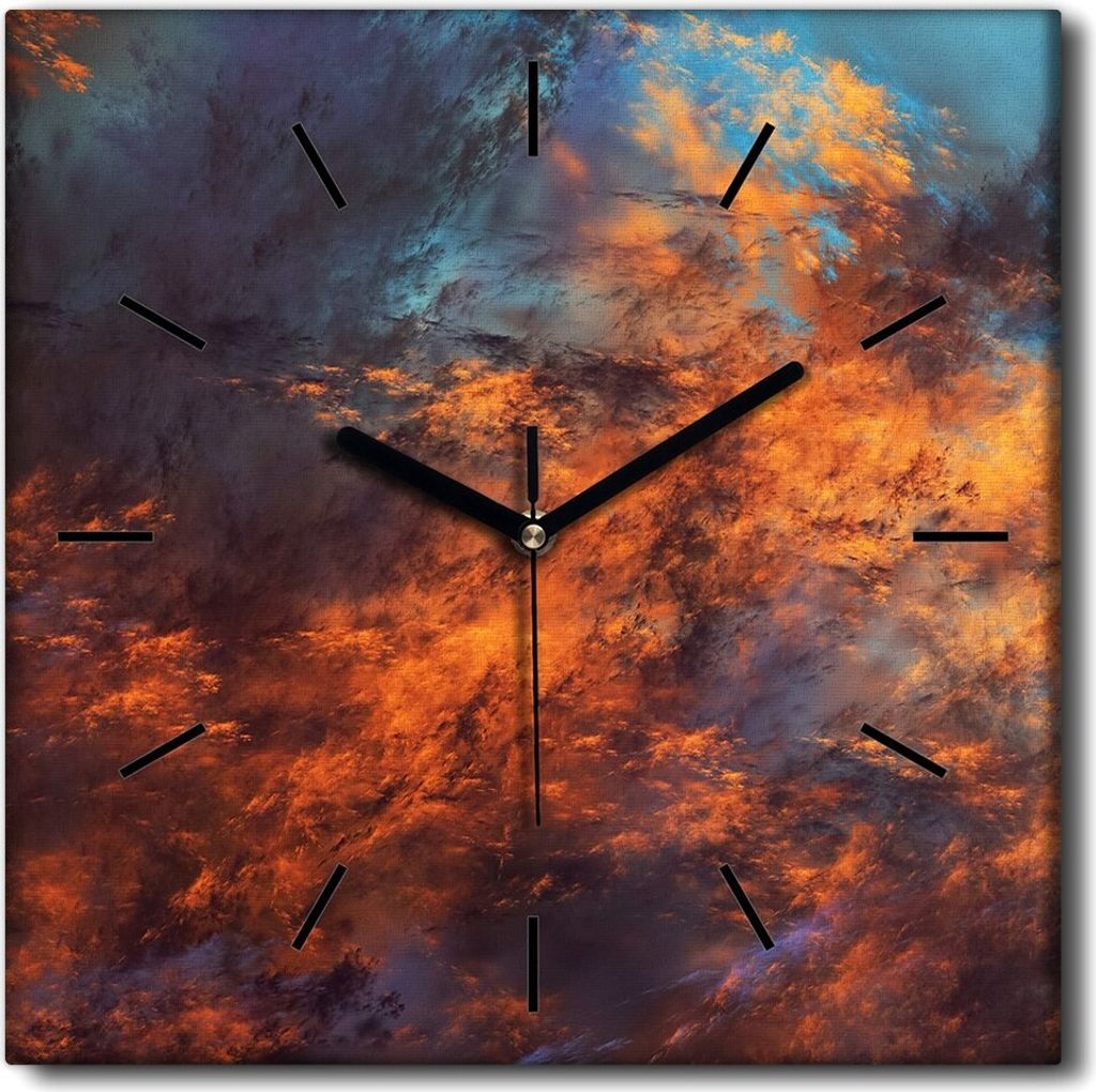 Coloray Uhr auf Leinwand 30x30 cm Wand Uhr Dekoration Wohnzimmer Segeltuch schwarze Hände -Abstraktion Kunstkunst
