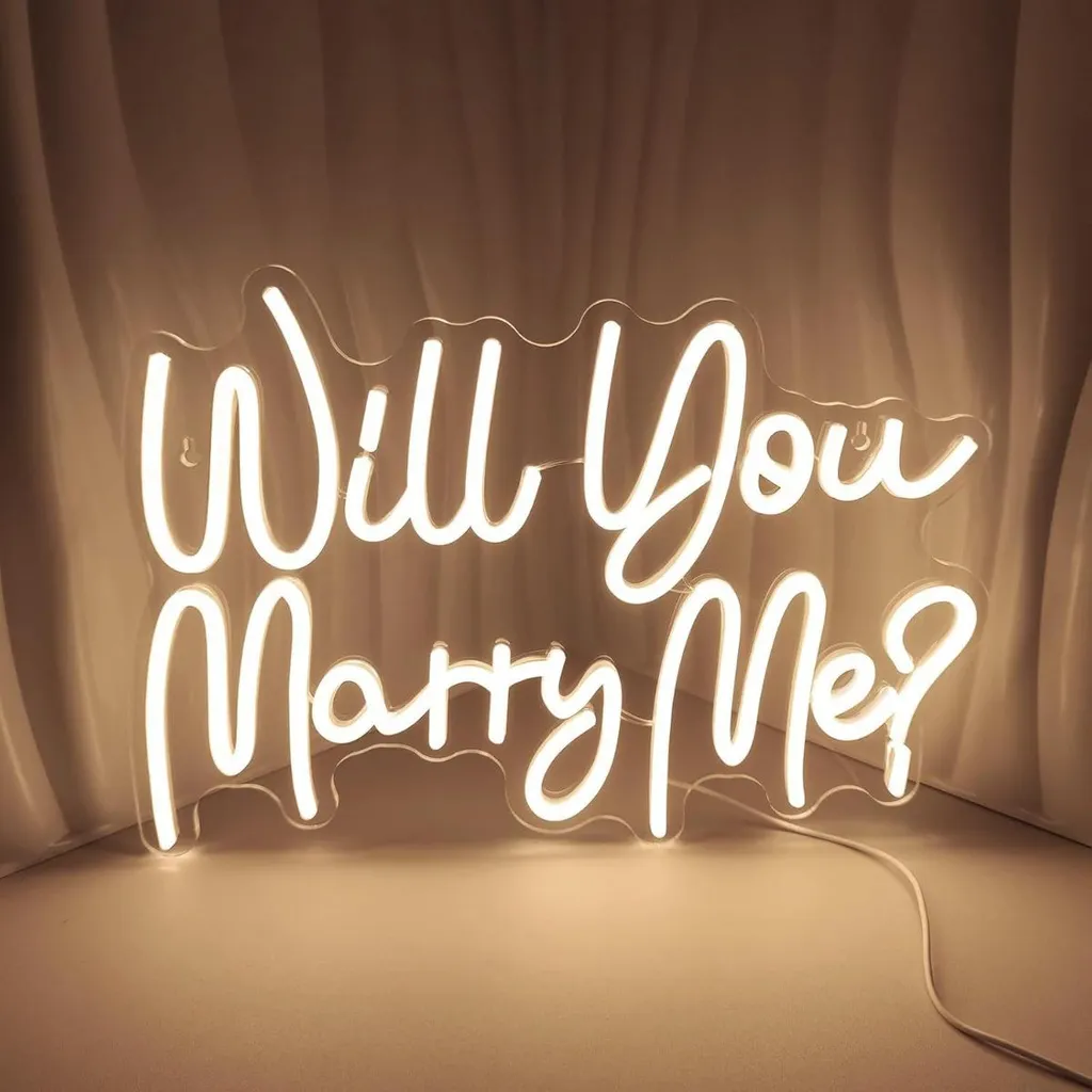 Insegna Neon LED Will You Marry Me - Decorazione Romantica per Proposta