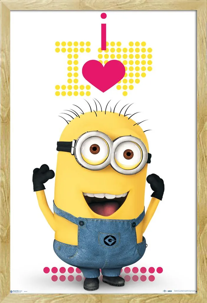 Décoration murale Minions avec cadre hêtre Shinsuke pour chambre enfant