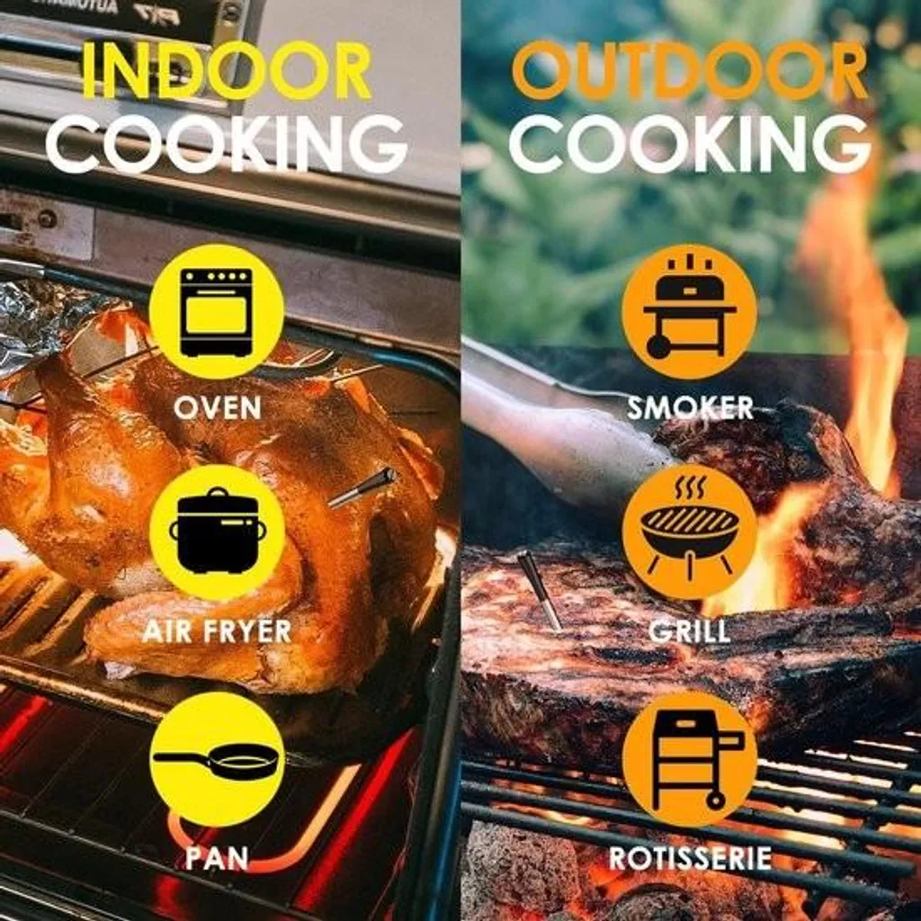 Thermomètre de cuisine connecté 100m pour barbecue fumoir et rotissoire