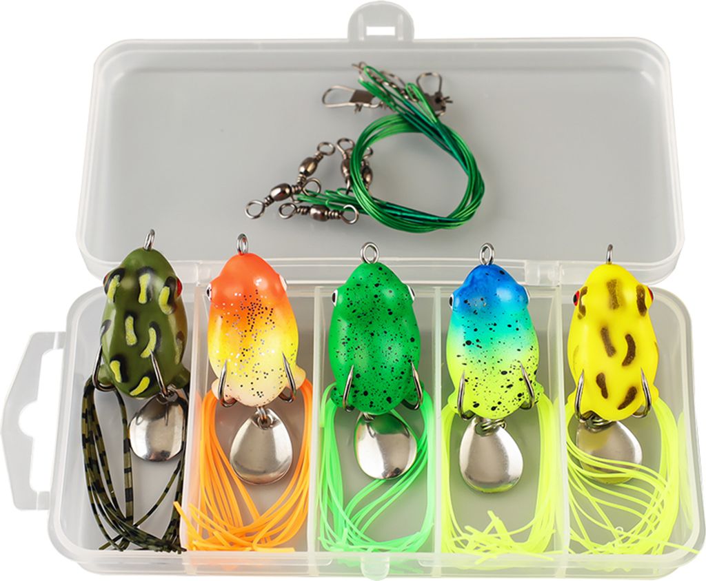 Topwater-Froschköder-Set, realistisches Aussehen, scharfes Hakendesign, künstlicher Frosch, weiche Köder, Süßwasser, simulierter Froschköder