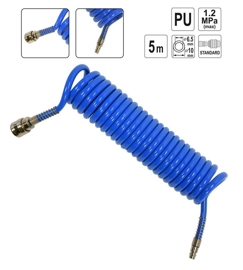 Druckluft Spiralschlauch Pressluftschlauch Polyurethan Polyurethanmit 1/4' Schnellkupplung 5m bis 15m innenØ: 5,5mm bis Ø8mm, Abmessung:5m innen ...
