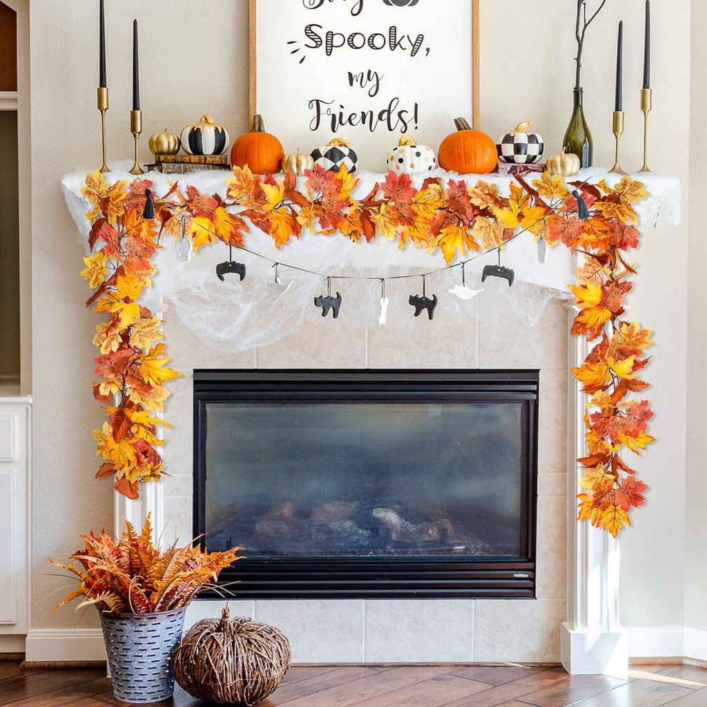 Herbst Girlande Mit Ahornblättern & Kürbissen - 180cm Deko Für Halloween & Thanksgiving