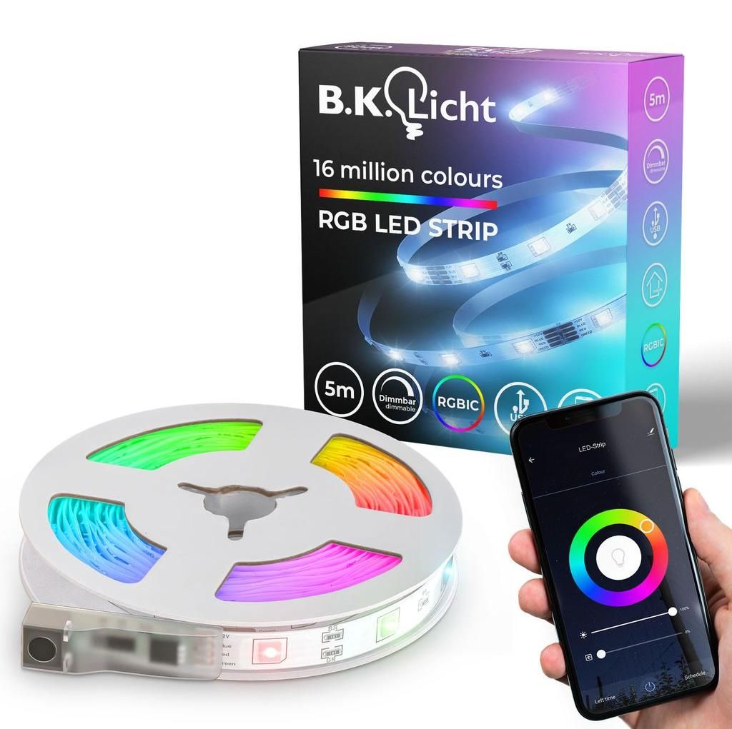 B.K.Licht I 5m Wifi RGBIC LED Strip USB I App control I Image du produit 