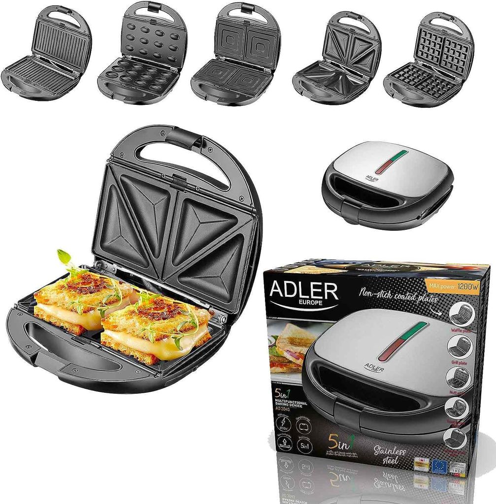 Adler AD 3040, Czarny, Szary, Plastik, Ready, Plastik, 1200 Zdjęcie produktu 