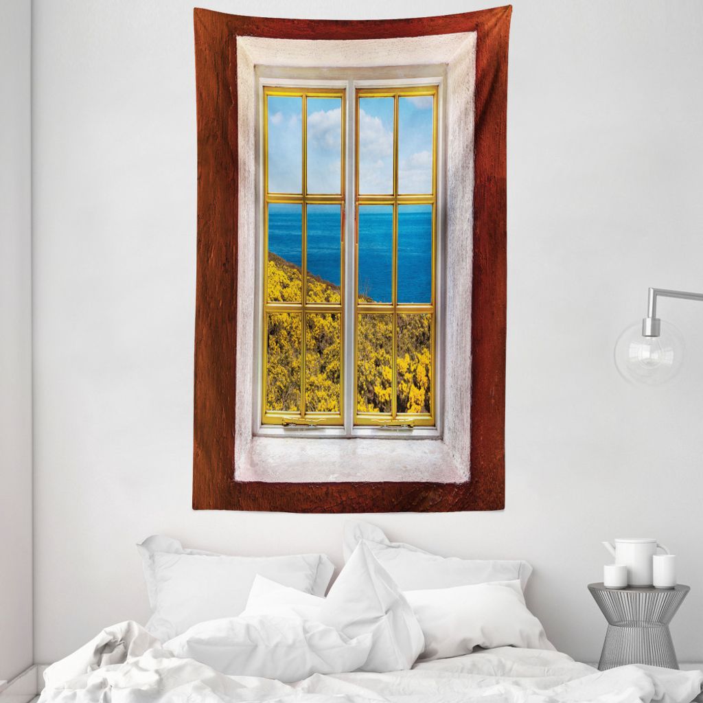 ABAKUHAUS Strand Wandteppich und Tagesdecke, Tropische Landschaft Urlaub aus Weiches Mikrofaser Stoff Waschbar ohne Verblassen Digitaldruck, 140 x ...
