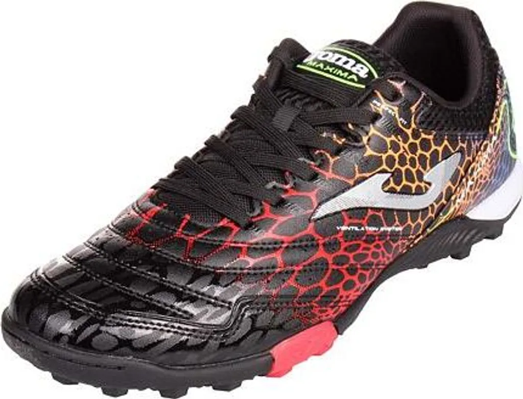 Chaussures football Maxima 2431 Turf noir-rouge : fini les glissades sur synthé