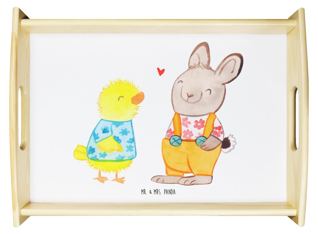 Mr. & Mrs. Panda Deko Tablett Ostern Freundschaft - Weiß - Geschenk, Dekotablett, Ostergeschenke, Sofa, Hase, Frühling, betttablett, Liebe, Servi...