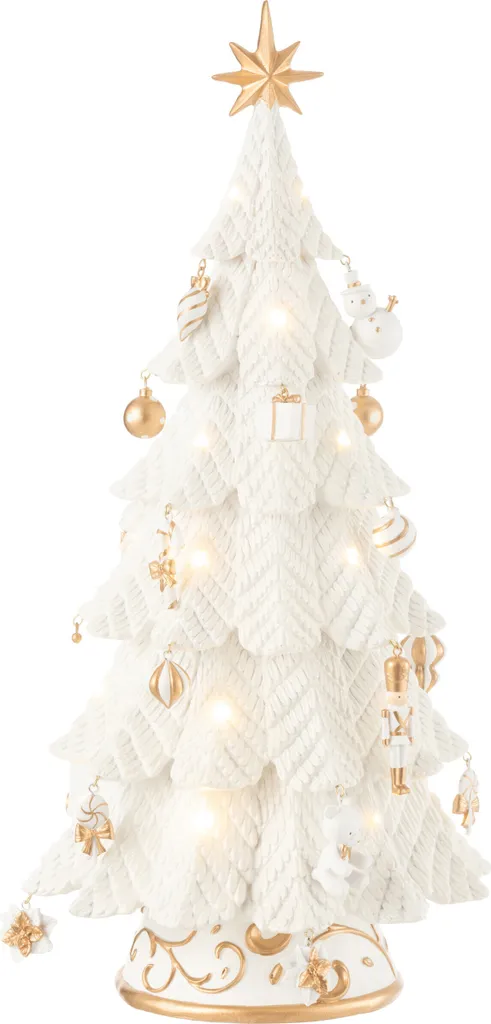 Décoration de Noël LED en Résine Blanche Design Or Chic - Format Petit
