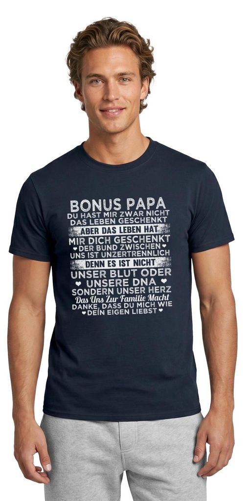 Spreadshirt Bonus Papa Geschenk Stiefvater Vatertag Vatertagsgeschenk Männer T-Shirt, 3XL, Navy