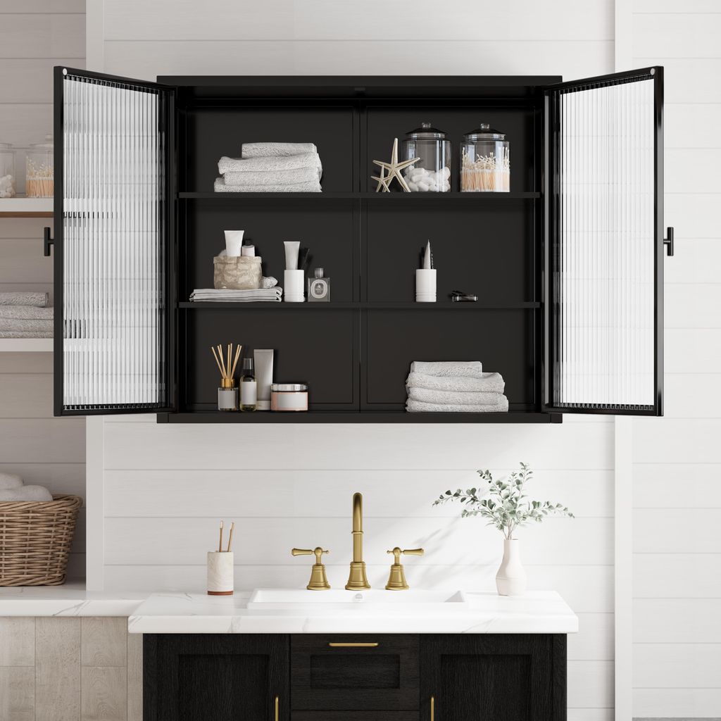 MODFU Wandkast, hangende kast met 3 niveaus, badkamerkast, Productafbeelding 