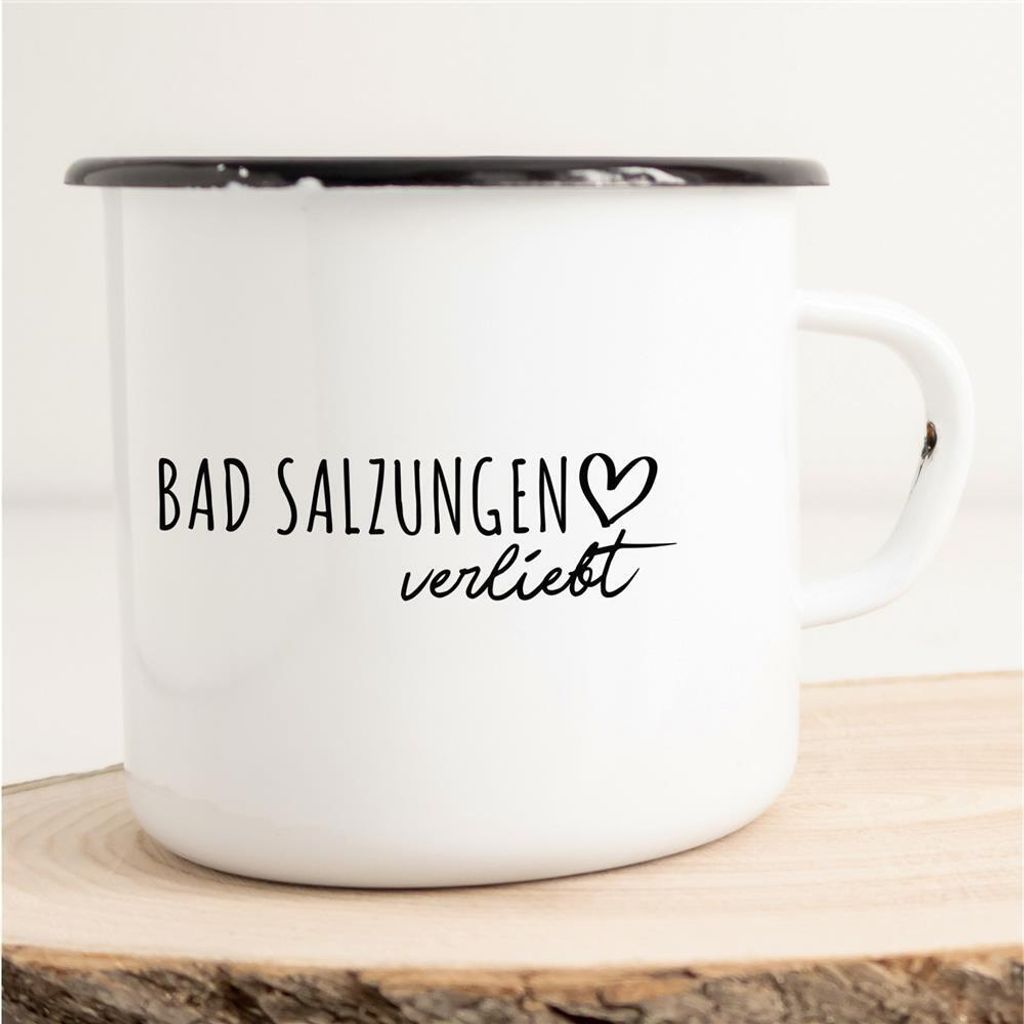Huuraa Emaille Tasse Bad Salzungen  Geschenk Kaffeebecher Produktbild 