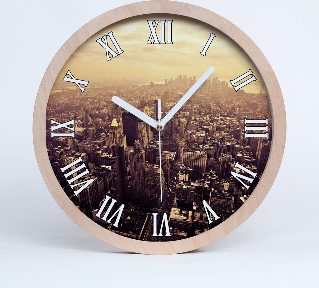 Holzuhr 25fi cm wanduhr - weiße Spitzen - Manhattan New York