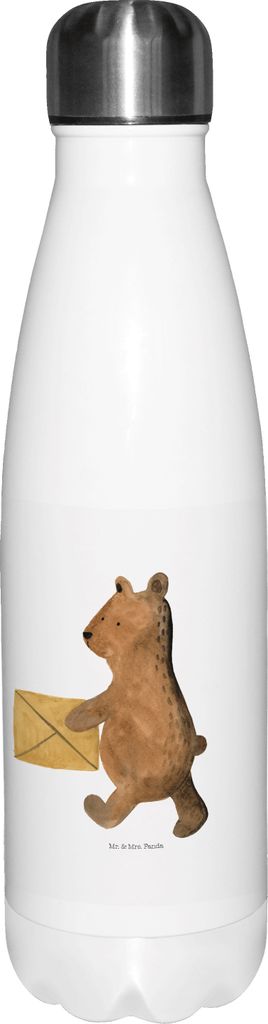 Mr. & Mrs. Panda Thermos Bär Zuhause - Weiß - Geschenk, isolierflaschen, flasche aus edelstahl, Teddy, thermosflaschen, trinkflaschen, Trinkflasche