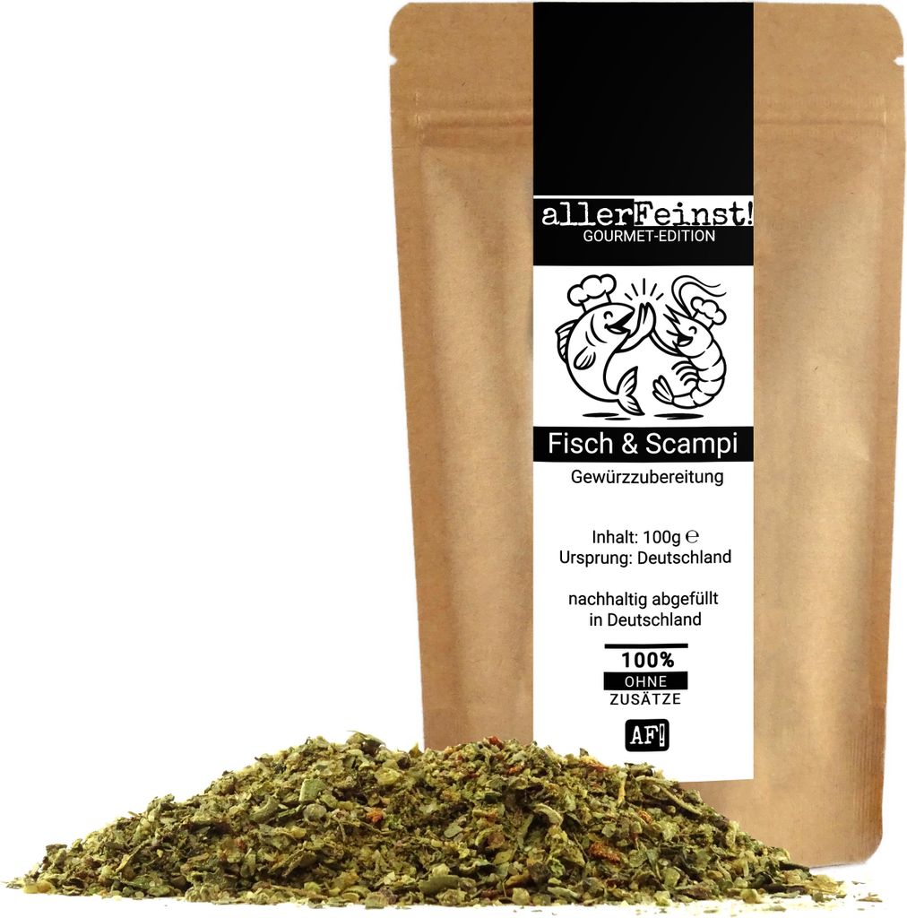 Premium Fisch & Scampi Gewürz | Gourmet Gewürzzubereitung | Fischgewürz für Seafood, Meeresfrüchte, Garnelen, Lachs, etc. - 100g