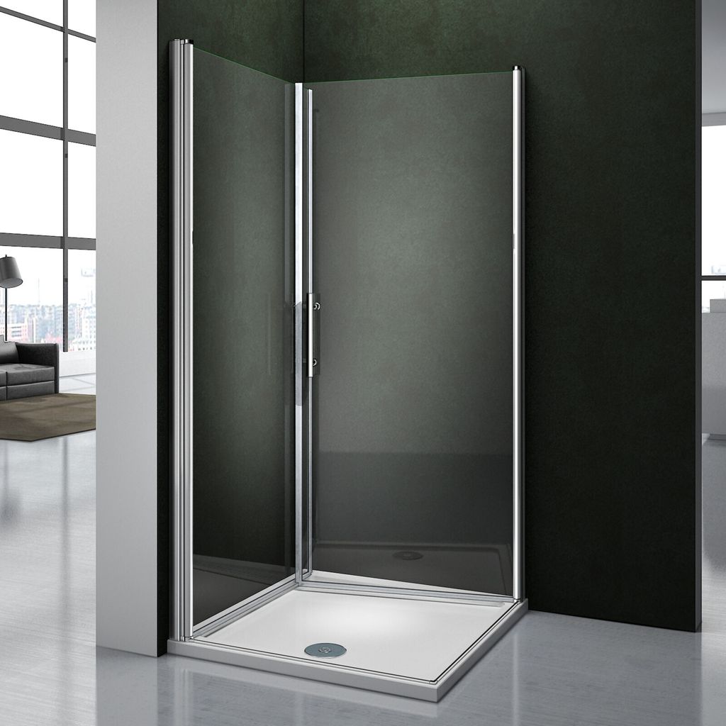 100x80x187cm Drehtür Schwingtür NANO+ESG Glas Eckeinstieg Duschabtrennung Duschkabine