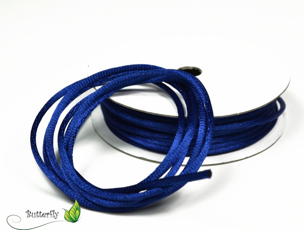 10m Rolle Flechtkordel Satin 2mm, Farbe:blau / königsblau 352