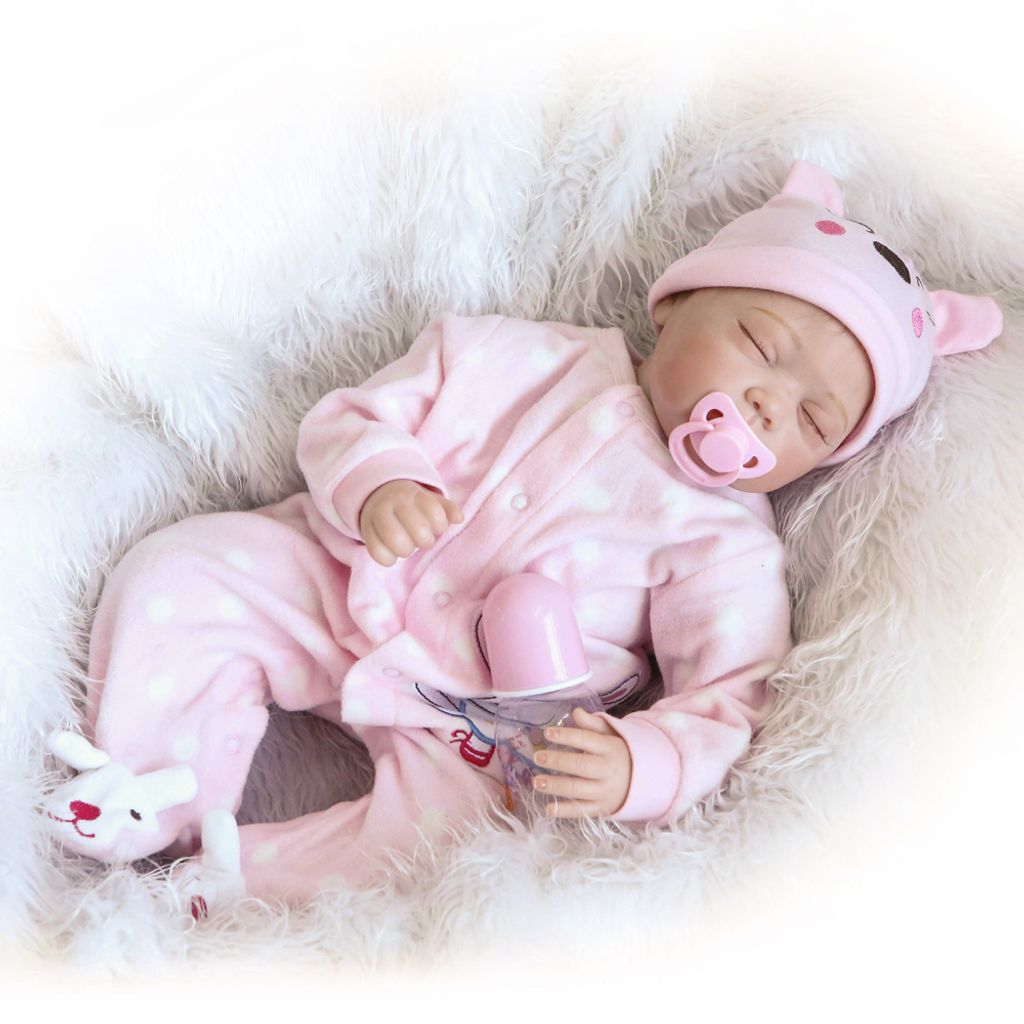 55CM Reborn Baby Kleinkind Mädchen Puppe lebensechte Ganzkörper Silikon Vinyl 