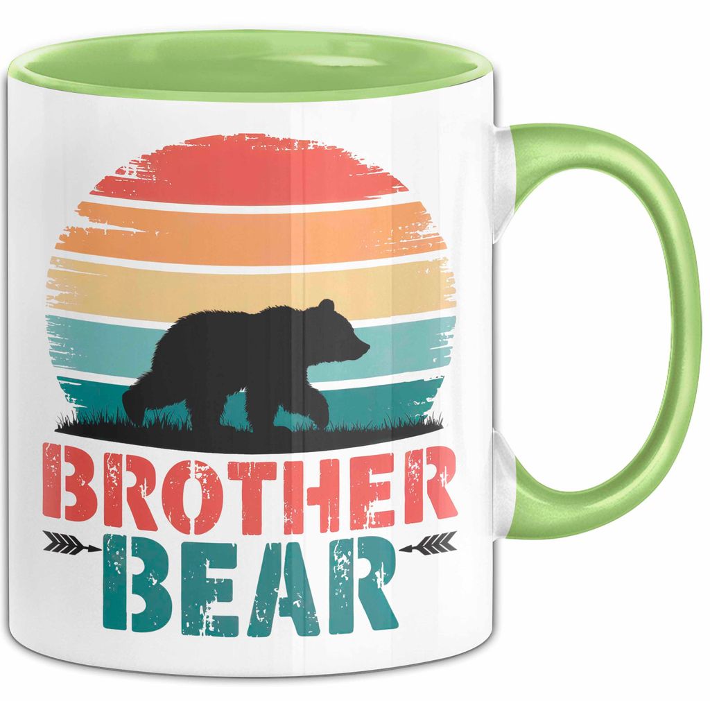 Retro Bruder Bär Tasse Geschenk Lustige Geschenkidee Spruch (Grün)