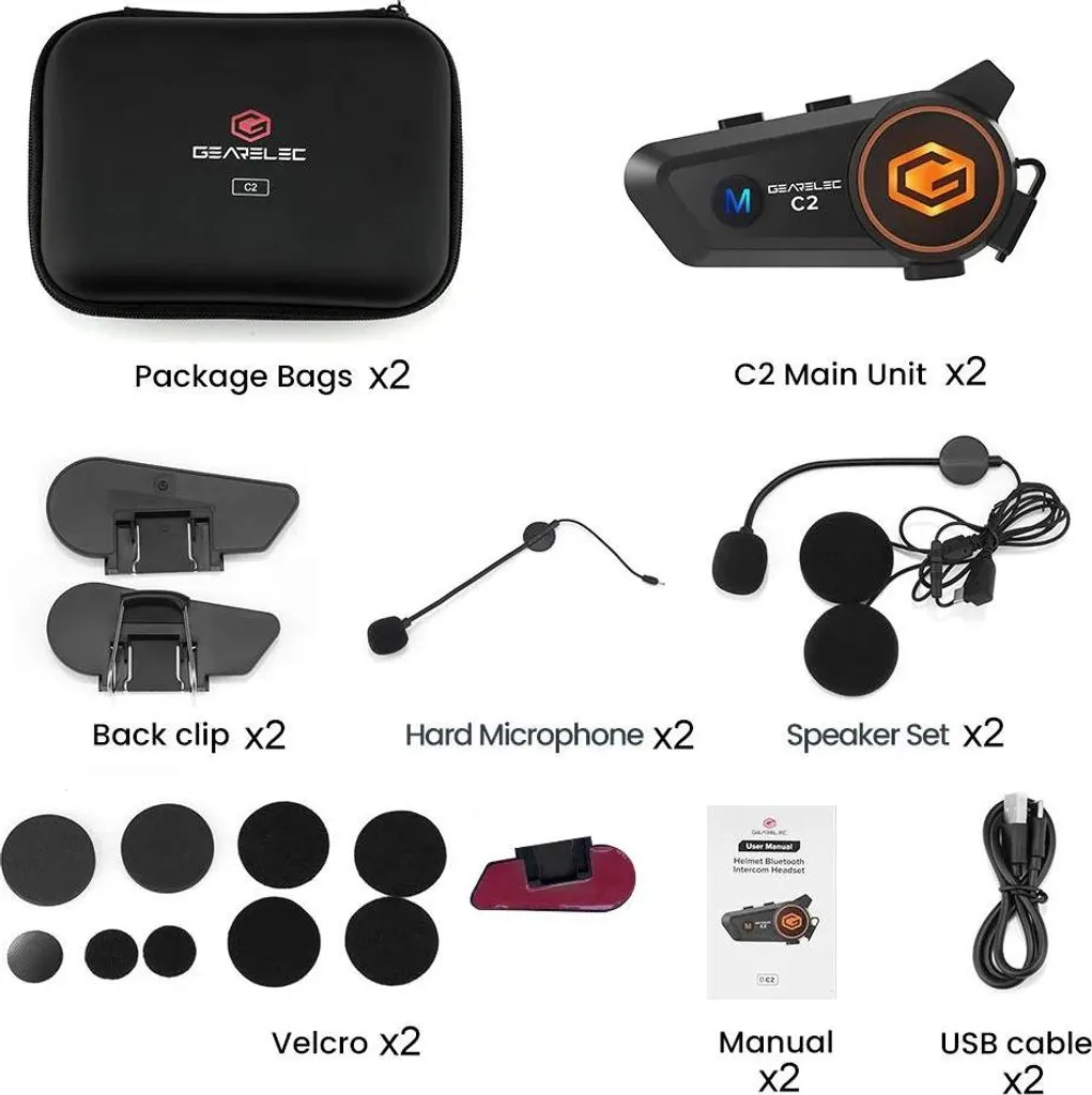Cuffie Casco Moto Bluetooth 5.3 IP67 Coppia - Kit Interfono Due Pezzi