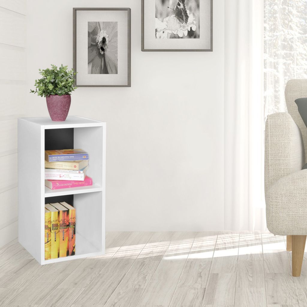 FineBuy Standregal Holz 30x60x30 cm Modern Regal Klein Wandregal Ablageregal Schmal Kleines Bücherregal 2 Ablagefächer Schmales Holzregal Nischen...