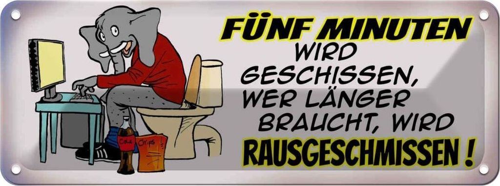 vianmo Blechschild 10x27 cm 5 Minuten wird geschissen Dekoration Spruch Zitat