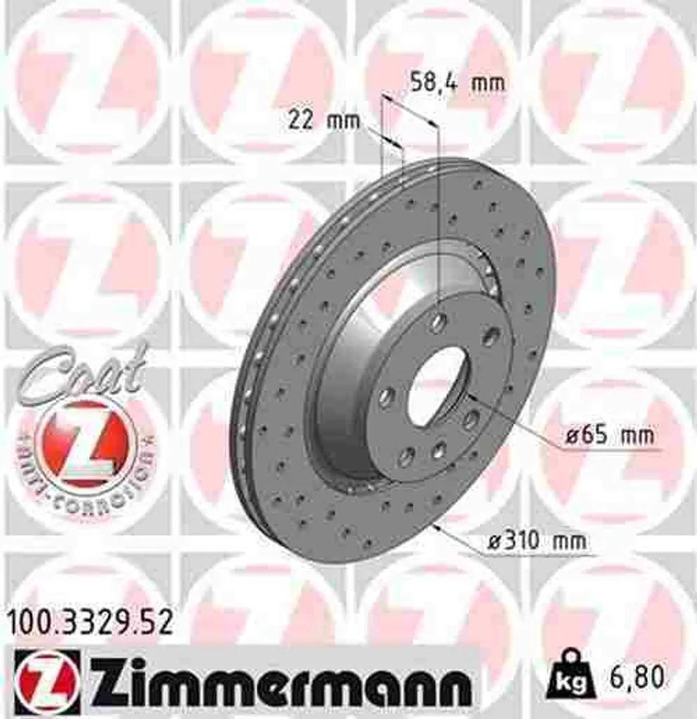Disques de frein sport Zimmermann arrière pour Audi TT 8J 2EA 2EF