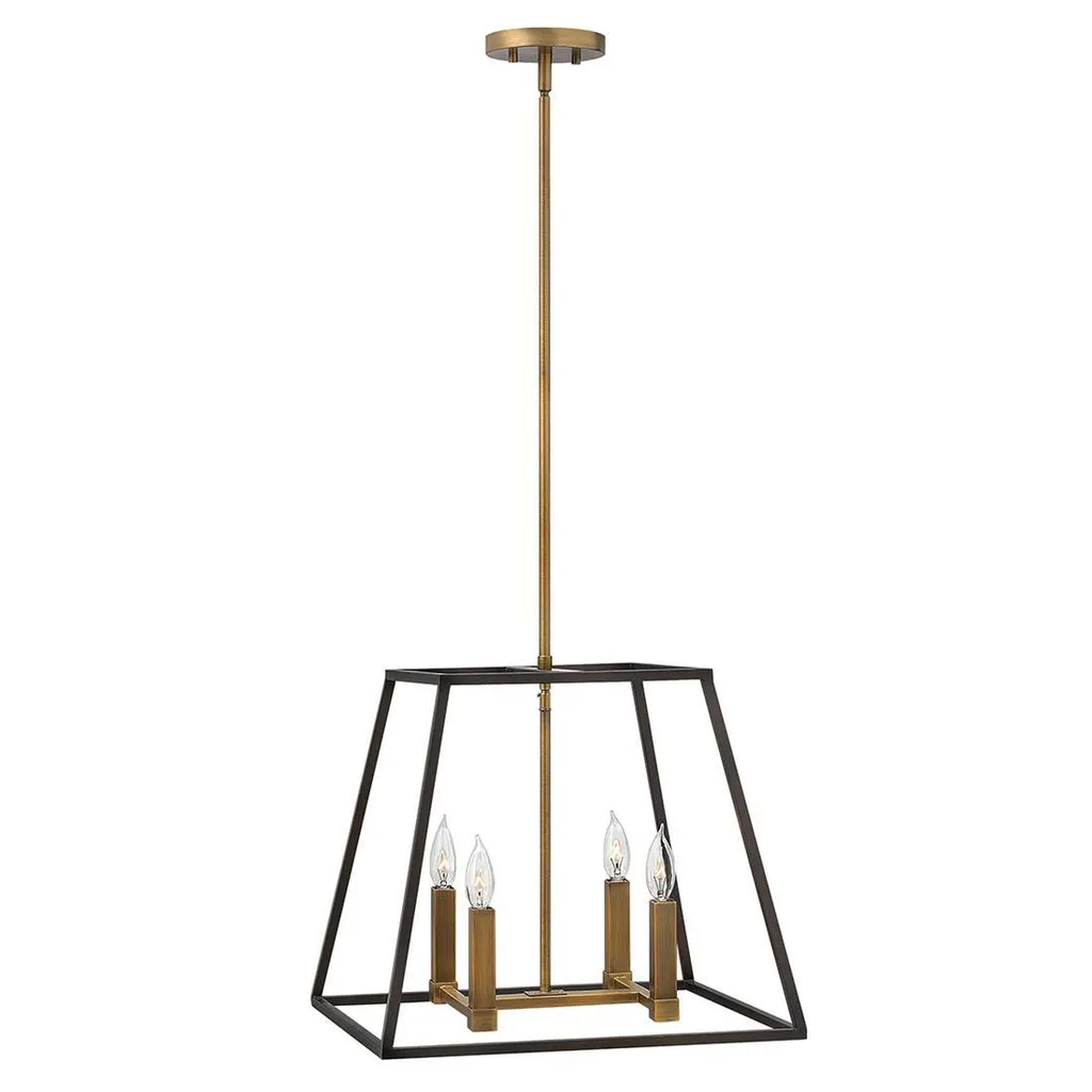 Lustre Fulton en Métal Bronze 140cm - Design Géométrique et Finition Laiton