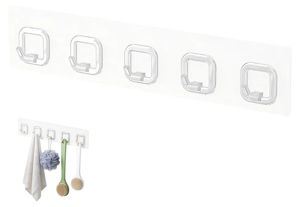 Crochet Adhésif Mural pour Cuisine et Salle de Bain - Lot de 5 PET
