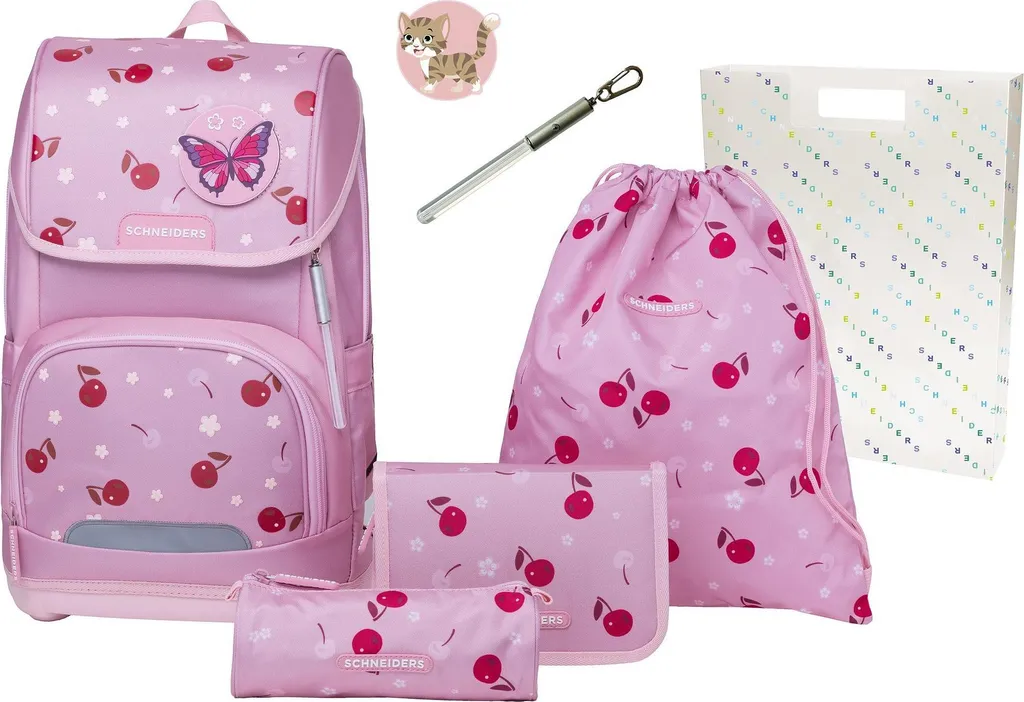 Cartable Scolaire Ergonomique avec Sac à Dos de Loisirs Rose 7 Pièces