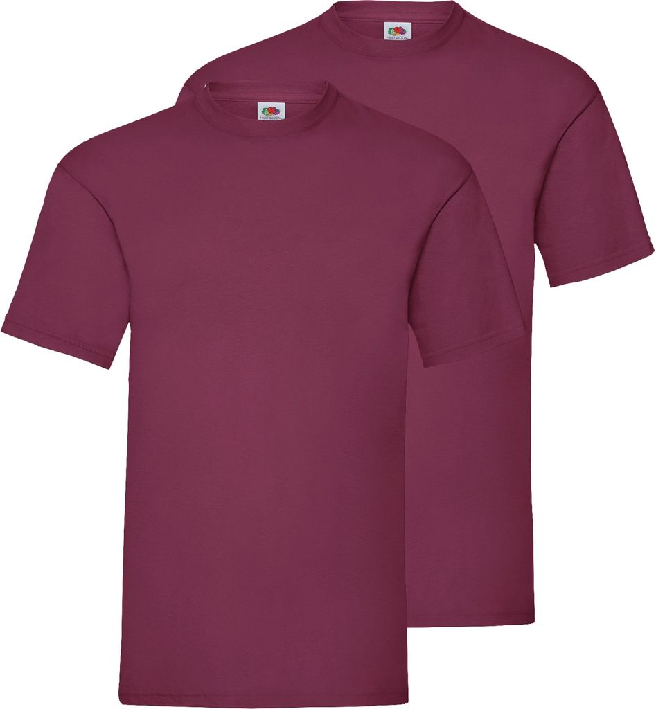 Doppelpack Fruit of the Loom Valueweight T-Shirt + GRATIS MyShirt Stoffbeutel Farbe: burgund Größe: 3XL