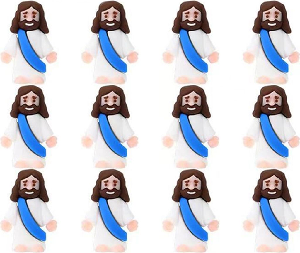 12/48 Stücke Mini Jesus Figur PVC Retter Jesus Figur Modell Statue Skulptur Desktop Dekoration Ostern Ornament Weihnachten Festival Geschenk