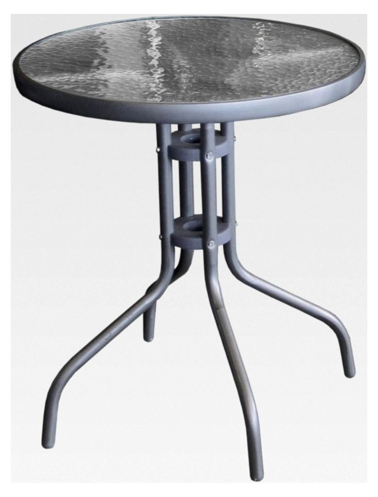 Bistrotisch 'Salzburg' Ø60cm mit geriffelter Glasplatte - Anthrazit