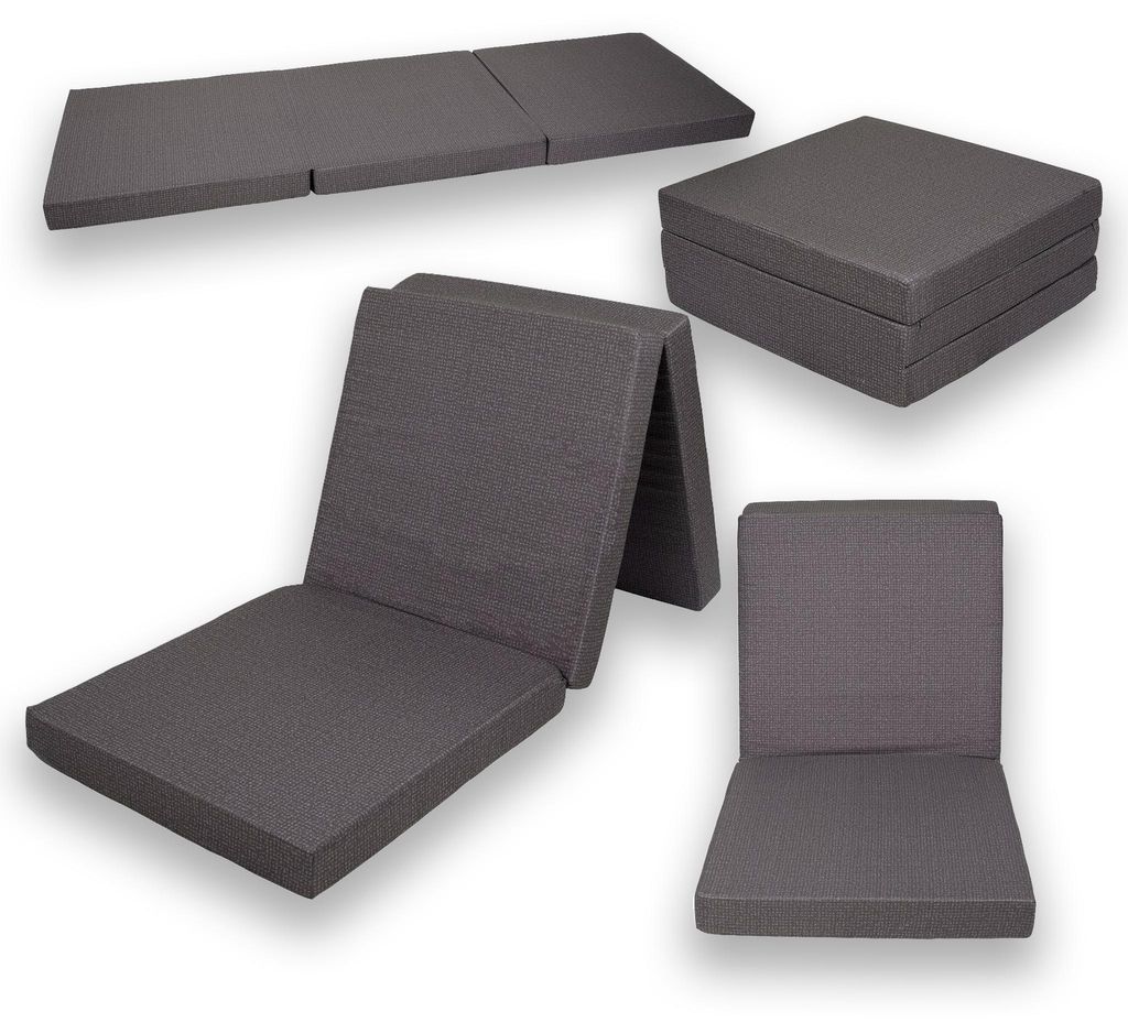 Gästematratze Klappmatratze 190 x 65 x 8,5 cm Grau - Produktbild 